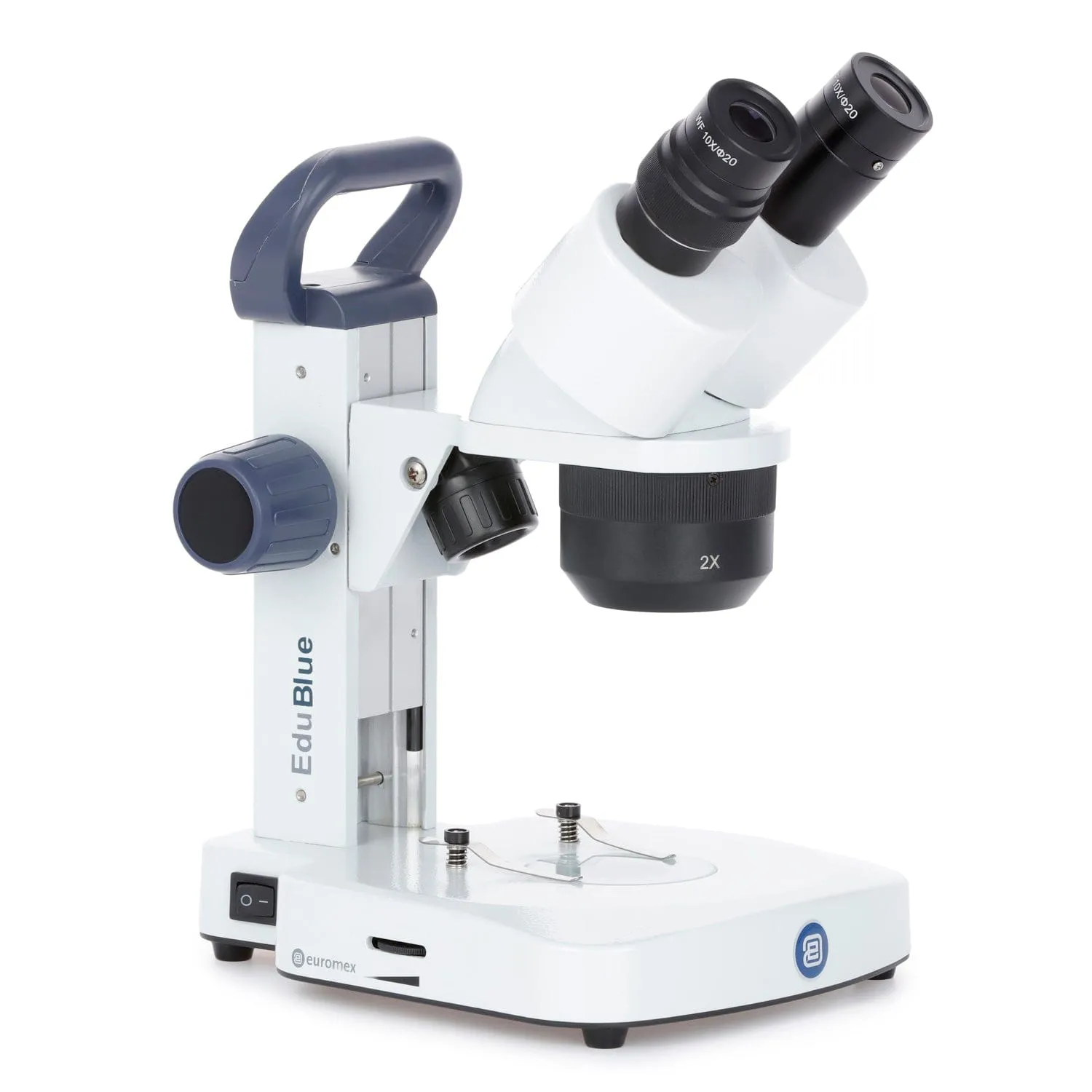 Euromex EduBlue Series Binocular Stereo Microscope 20X-40X Magnification with 2X/4X Objective Lenses on Dual Illumination Track Stand