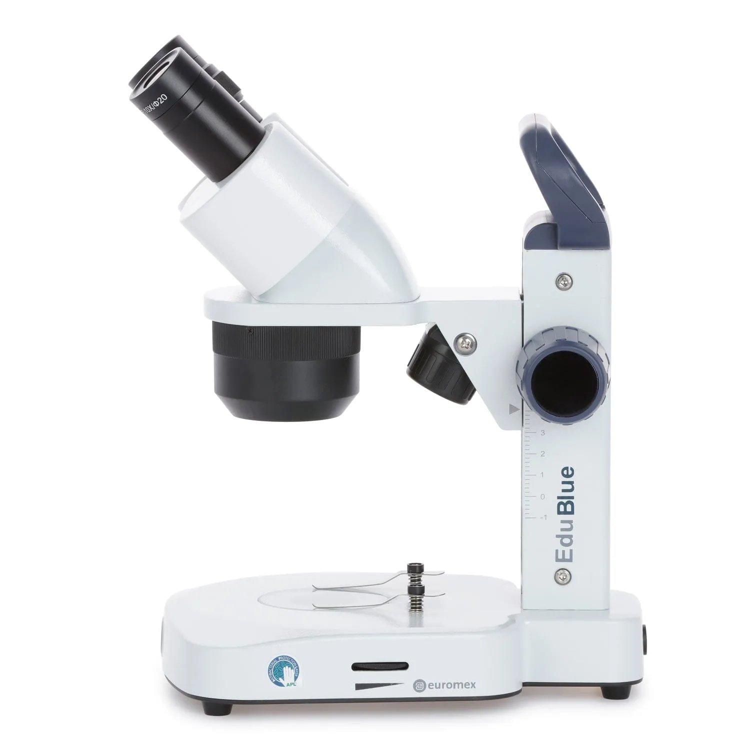 Euromex EduBlue Series Binocular Stereo Microscope 20X-40X Magnification with 2X/4X Objective Lenses on Dual Illumination Track Stand