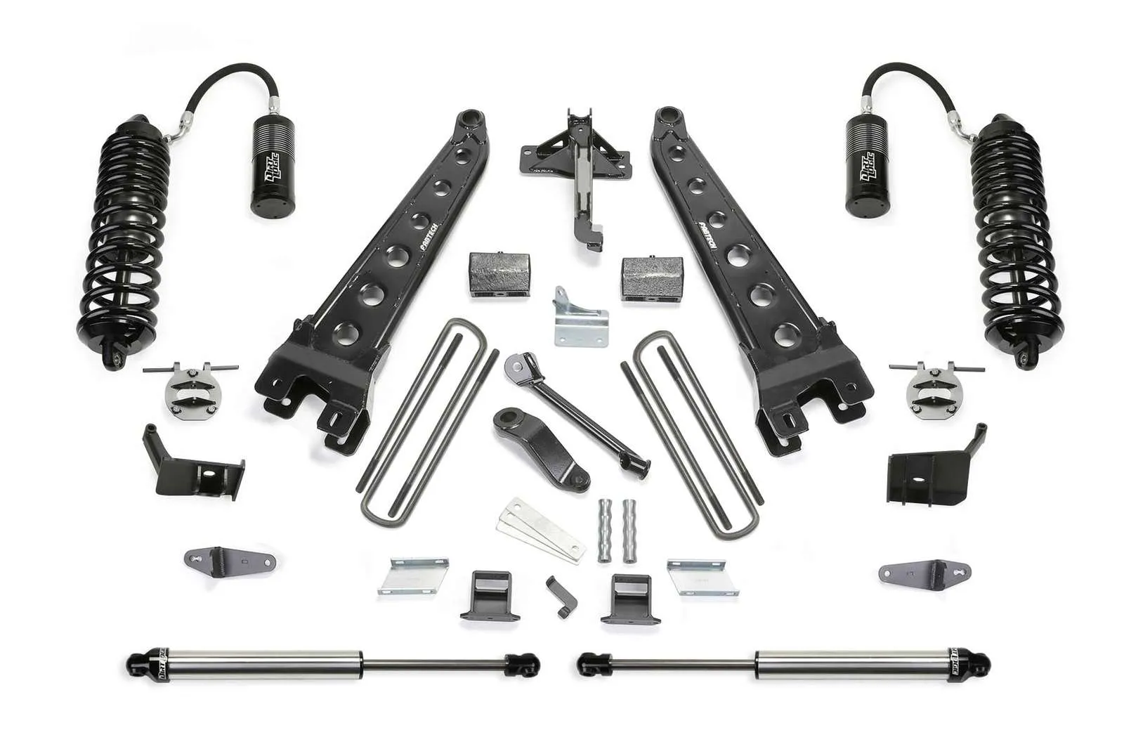 Fabtech 4" Radius Arm System w/Front Dirt Logic 4.0 Coilovers w/Reservoir & Rear 2.25 Shocks Kit for 2008-2016 Ford F250 Super Duty 4WD w/4" lift