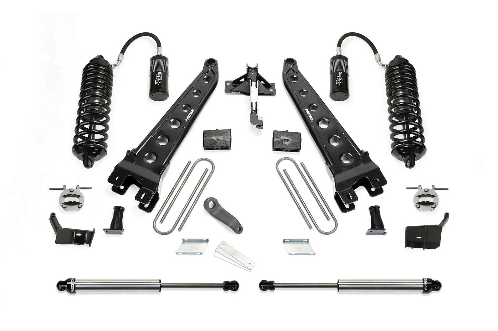 Fabtech 4" Radius Arm System w/Front Dirt Logic 4.0 Coilovers w/Reservoir & Rear 2.25 Shocks Kit for 2017-2024 Ford F350 Super Duty 4WD w/4" lift