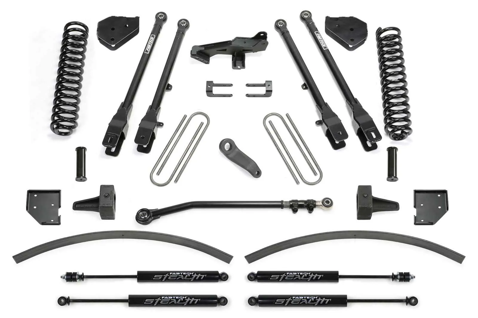 Fabtech 8" 4 Link System w/Stealth Shocks Kit for 2017-2024 Ford F350 Super Duty 4WD w/8.0" lift