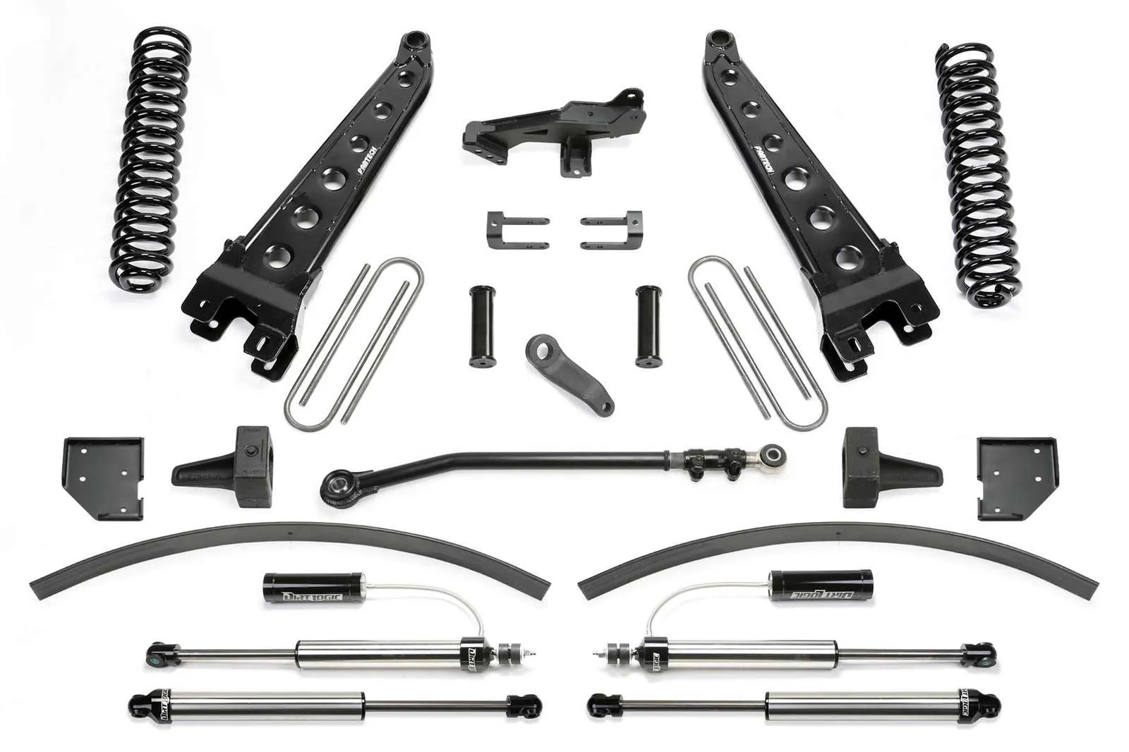 Fabtech 8" Radius Arm System w/Front Dirt Logic 2.25 Reservoir Shocks & Rear 2.25 Shocks Kit for 2017-2024 Ford F350 Super Duty 4WD w/8.0" lift
