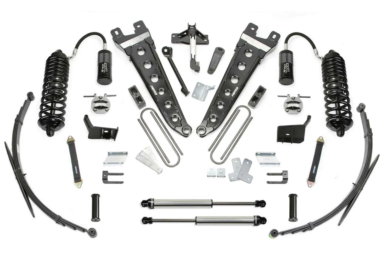 Fabtech 8" Radius Arm System w/Front Dirt Logic 4.0 Coilovers w/Reservoir & Rear 2.25 Shocks Kit for 2017-2024 Ford F250 Super Duty 4WD w/8.0" lift