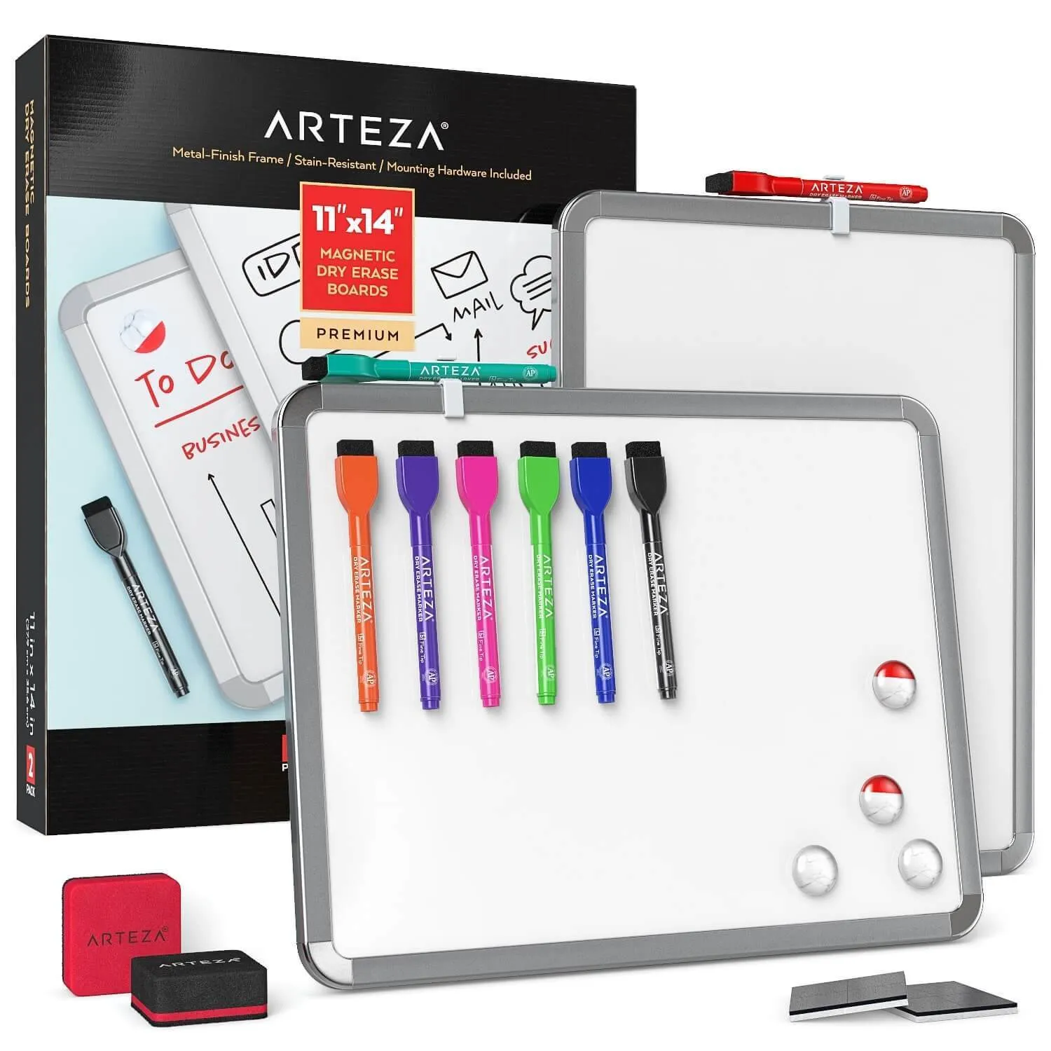 Framed Magnetic Dry Erase Lapboards, 11" x 14" - Set of 2