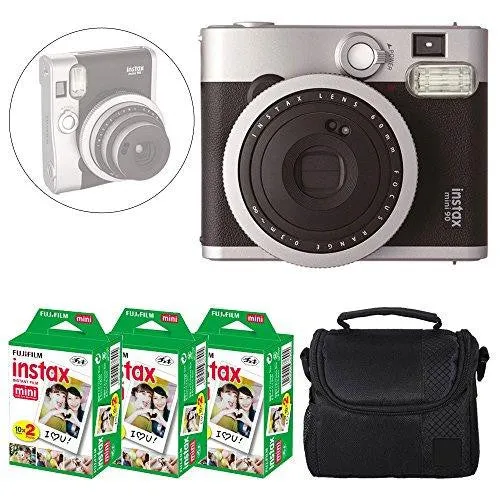 Fujifilm INSTAX Mini 90 Neo Classic Instant Camera (Black)   Fujifilm Instax Mini Instant Film (60 Exposures)   Camera Case – Deluxe Accessory Bundle