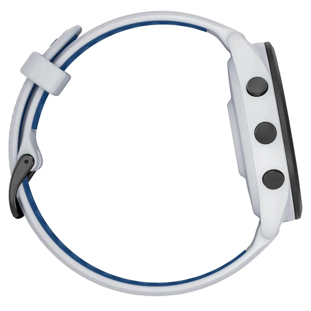 Garmin Forerunner 265 Whitestone Tidal Blue Silicone Band AMOLED Display Training Metrics and Recovery Insights Running Smartwatch - 010-02810-01