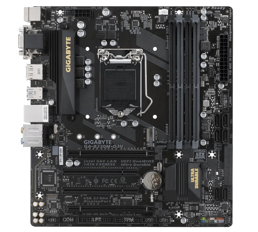 Gigabyte Technology GA-B250M-D3H Motherboard 1151 ddr4 M-ATX B250 usb3.0 4 memory slot HDMI