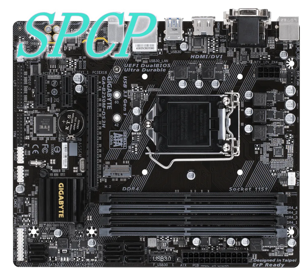Gigabyte Technology GA-B250M-DS3H Motherboard,1151,ddr4,M-ATX,B250,usb3.0,4 memory slot,HDMI