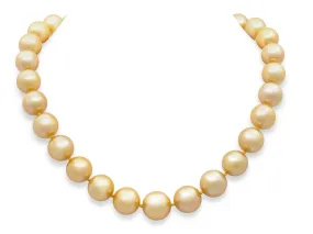 Golden South Sea Pearl Necklace with Diamond Clasp in 18K White Gold