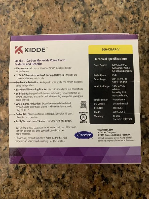 Hardwired Smoke &amp; Carbon Monoxide Voice Alarm