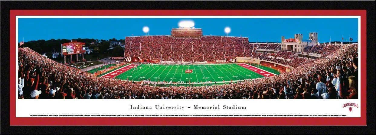Indiana Football - "Stadium 50 Yard Line" Panorama Framed Print