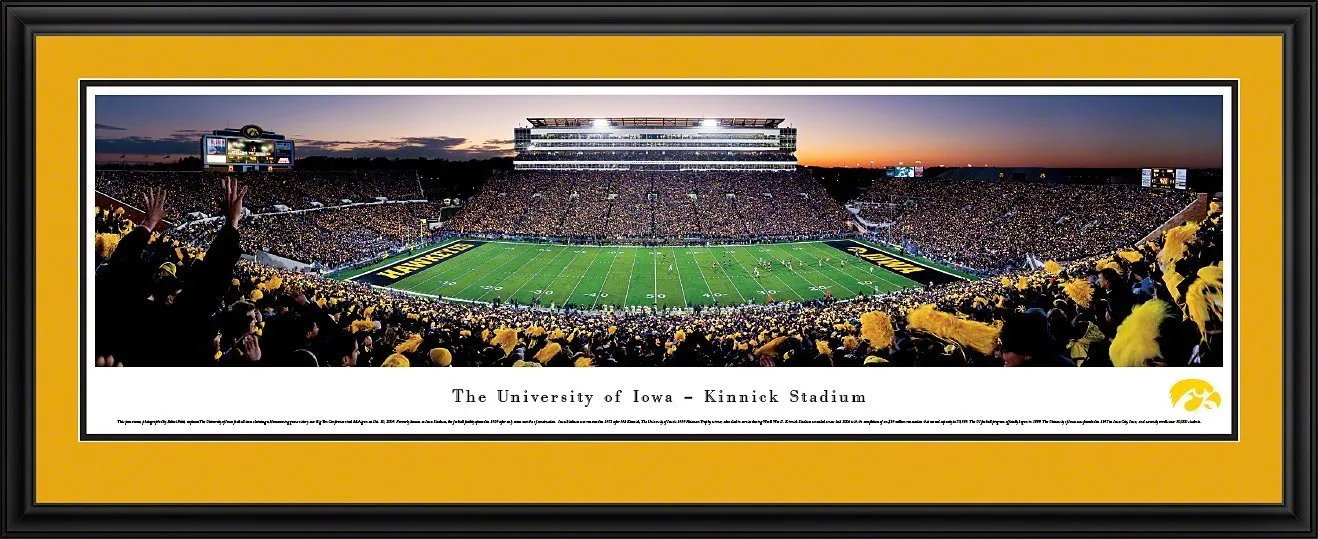 Iowa Football - "Stadium 50 Yard Line" Panorama Framed Print