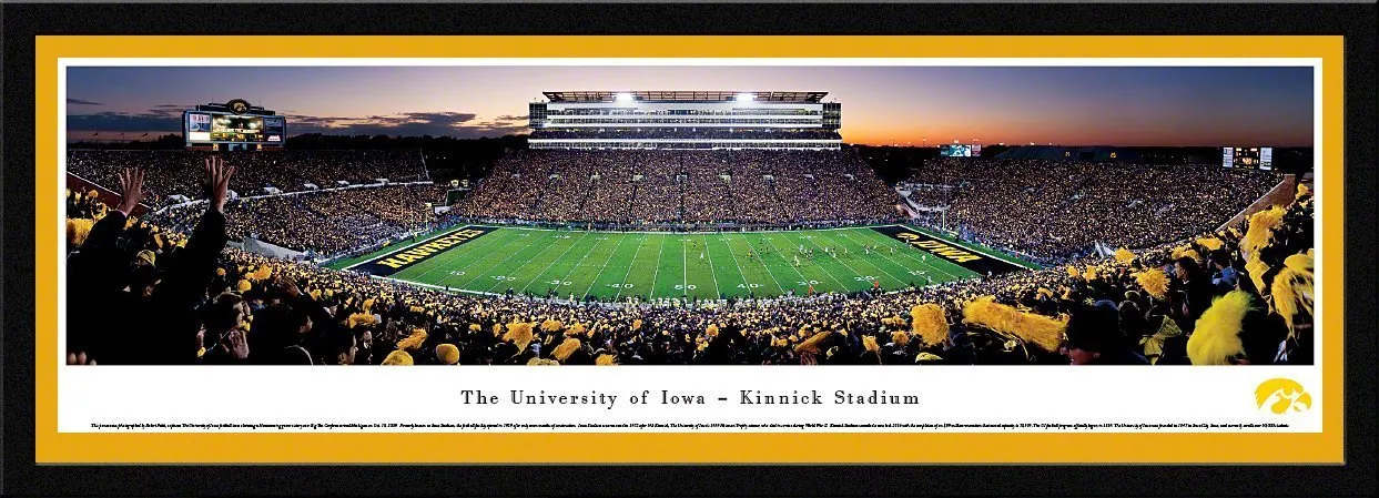 Iowa Football - "Stadium 50 Yard Line" Panorama Framed Print