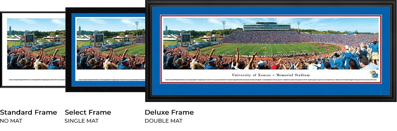 Kansas Football - "Stadium 50 Yard Line" Panorama Framed Print