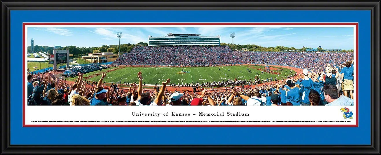 Kansas Football - "Stadium 50 Yard Line" Panorama Framed Print
