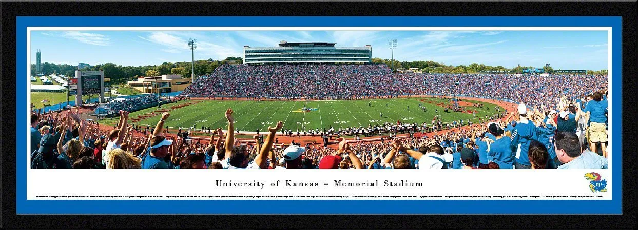 Kansas Football - "Stadium 50 Yard Line" Panorama Framed Print