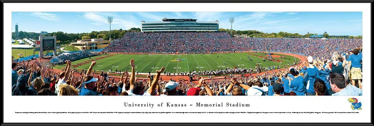 Kansas Football - "Stadium 50 Yard Line" Panorama Framed Print
