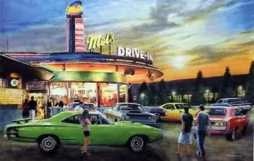 Kevin Daniel Mel's Drive-In Muscle Car S/N Art Print 29 x 19