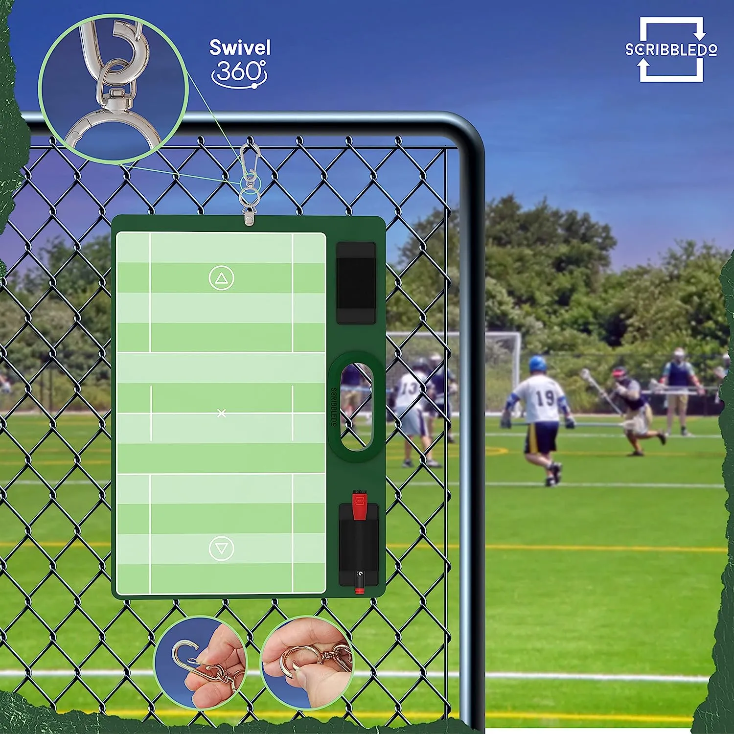 Lacrosse Double Sided Board for Coaches 15"x10.5" with Markers