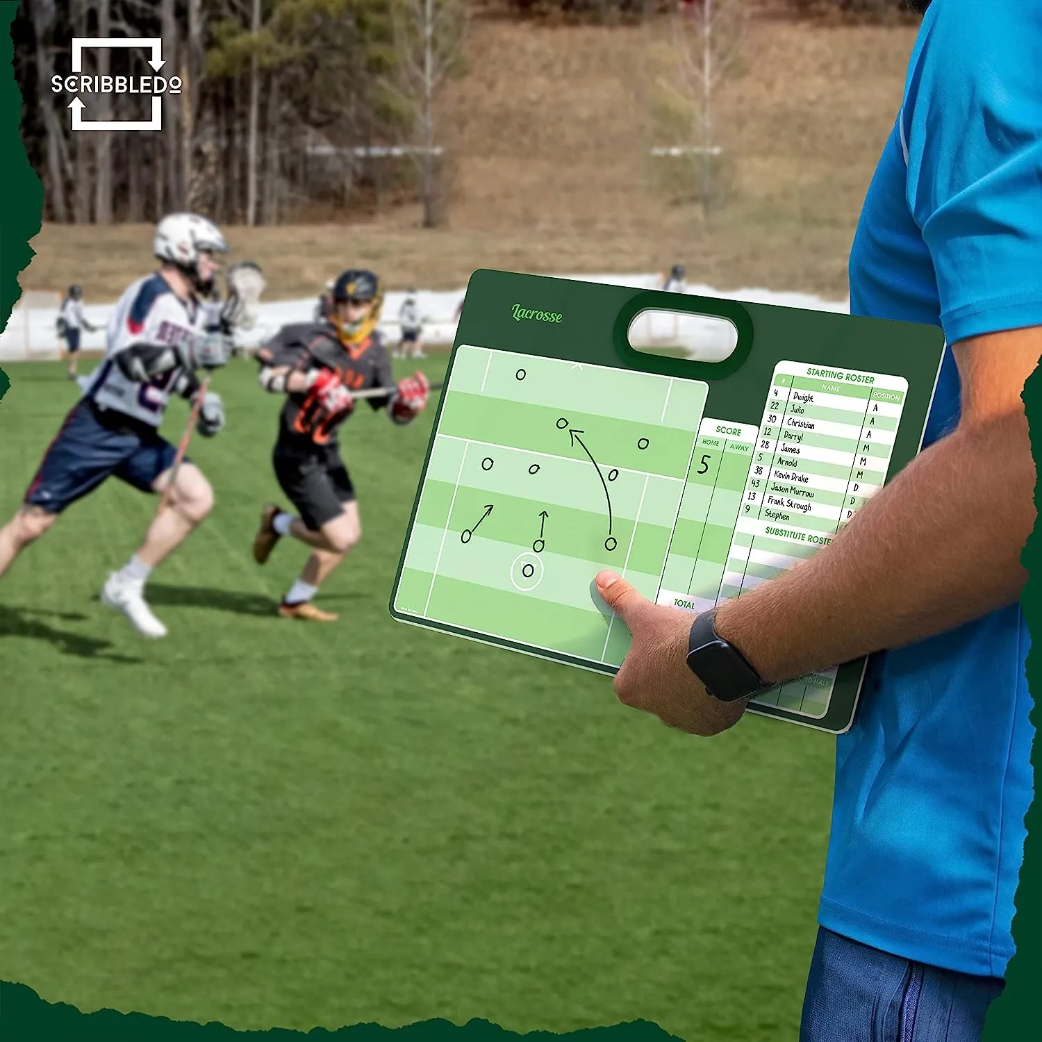 Lacrosse Double Sided Board for Coaches 15"x10.5" with Markers