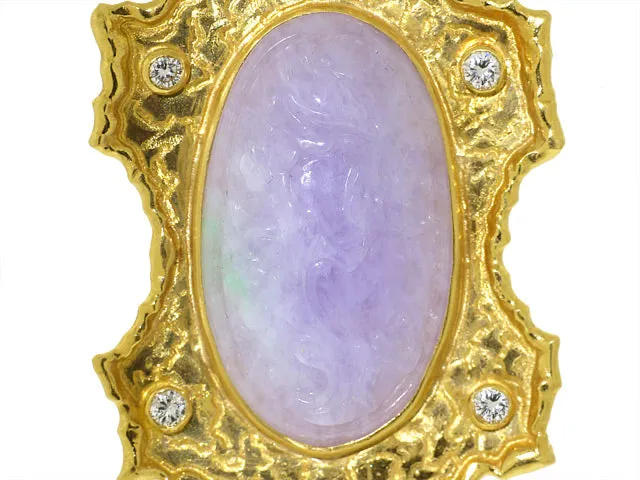Lavender Jade and Diamond Pendant in 22K