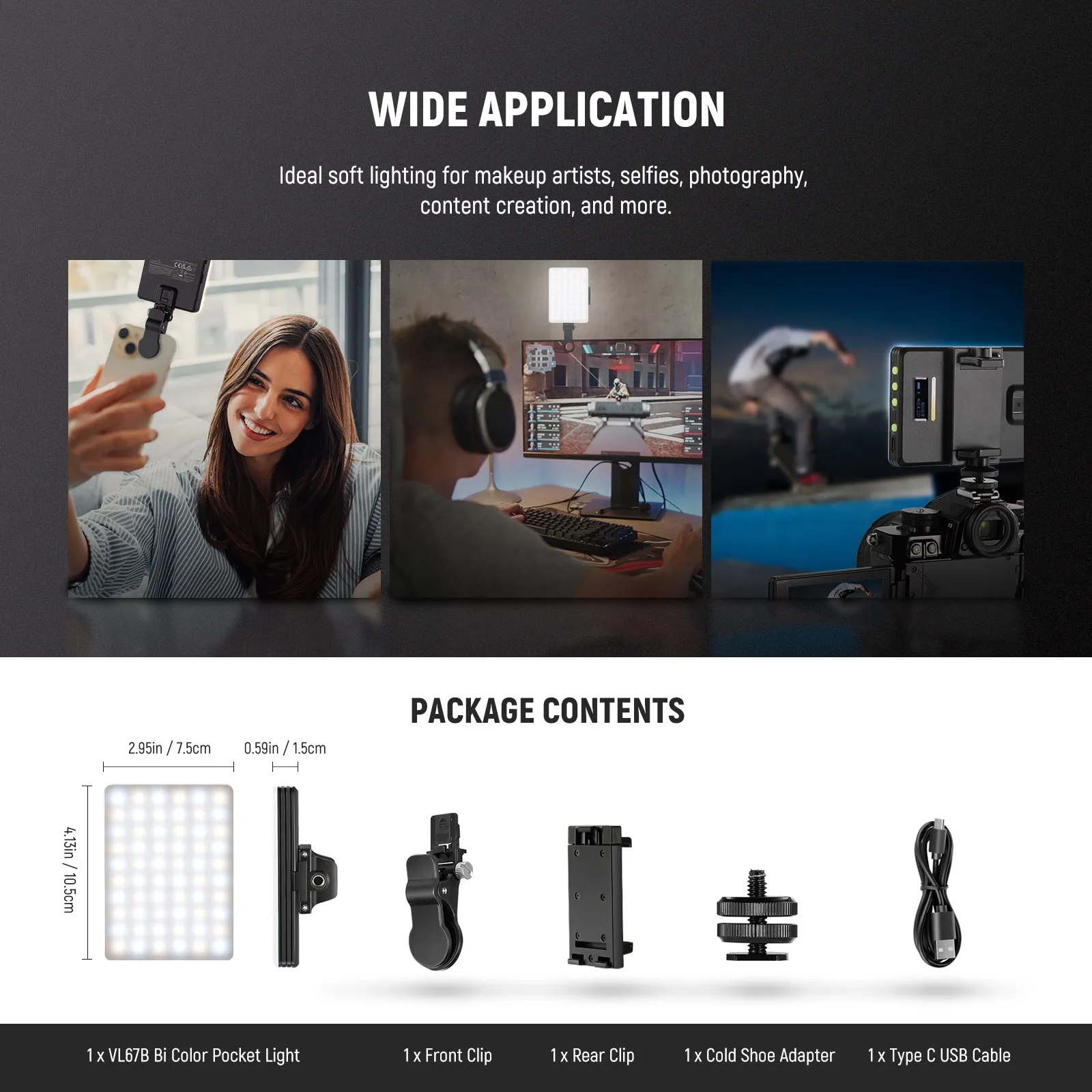 NEEWER VL67B Bi Color LED Fill Light with APP Control