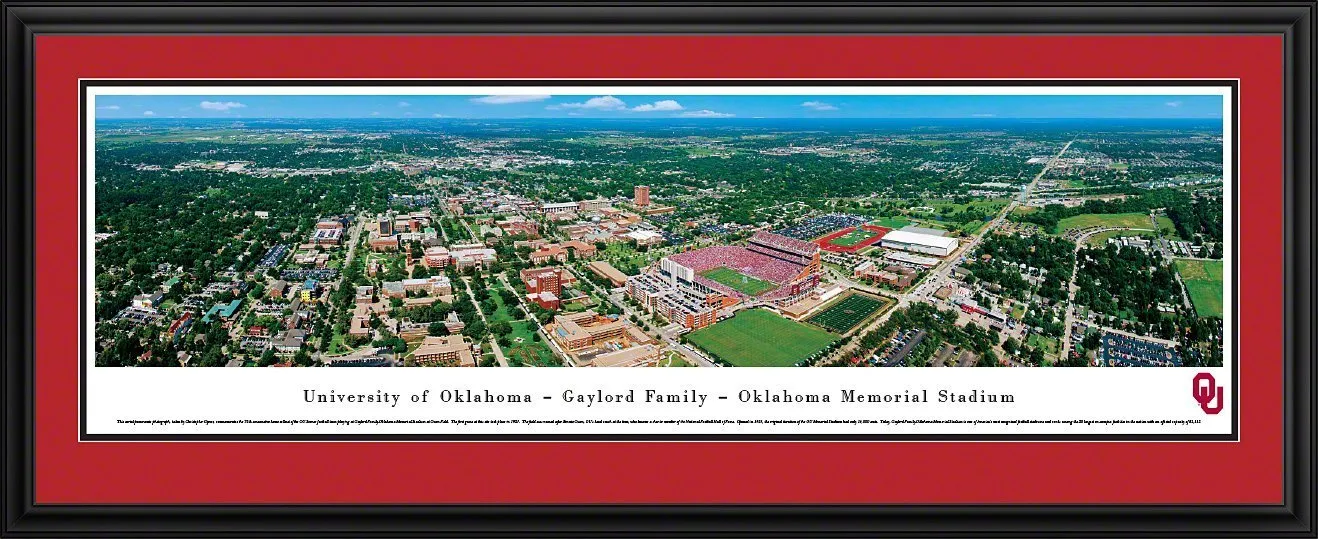 Oklahoma Football - "Stadium 50 Yard Line" Panorama Framed Print