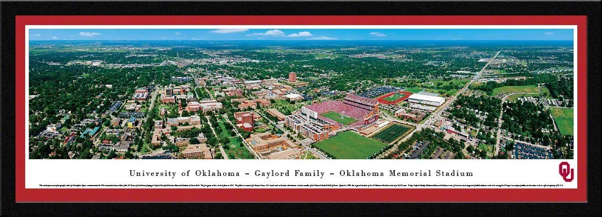 Oklahoma Football - "Stadium 50 Yard Line" Panorama Framed Print