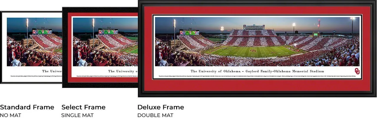 Oklahoma Football - "Stadium 50 Yard Line" Panorama Framed Print