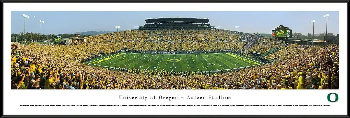 Oregon Football - "Stadium 50 Yard Line" Panorama Framed Print