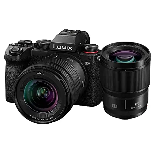 Panasonic LUMIX S5 Full Frame Mirrorless Camera, 4K 60P Video Recording with S 20-60mm F3.5-5.6 Lens Kit (DC-S5KK)   S 85mm F1.8 L Mount Interchangeable Lens (S-S85) Black