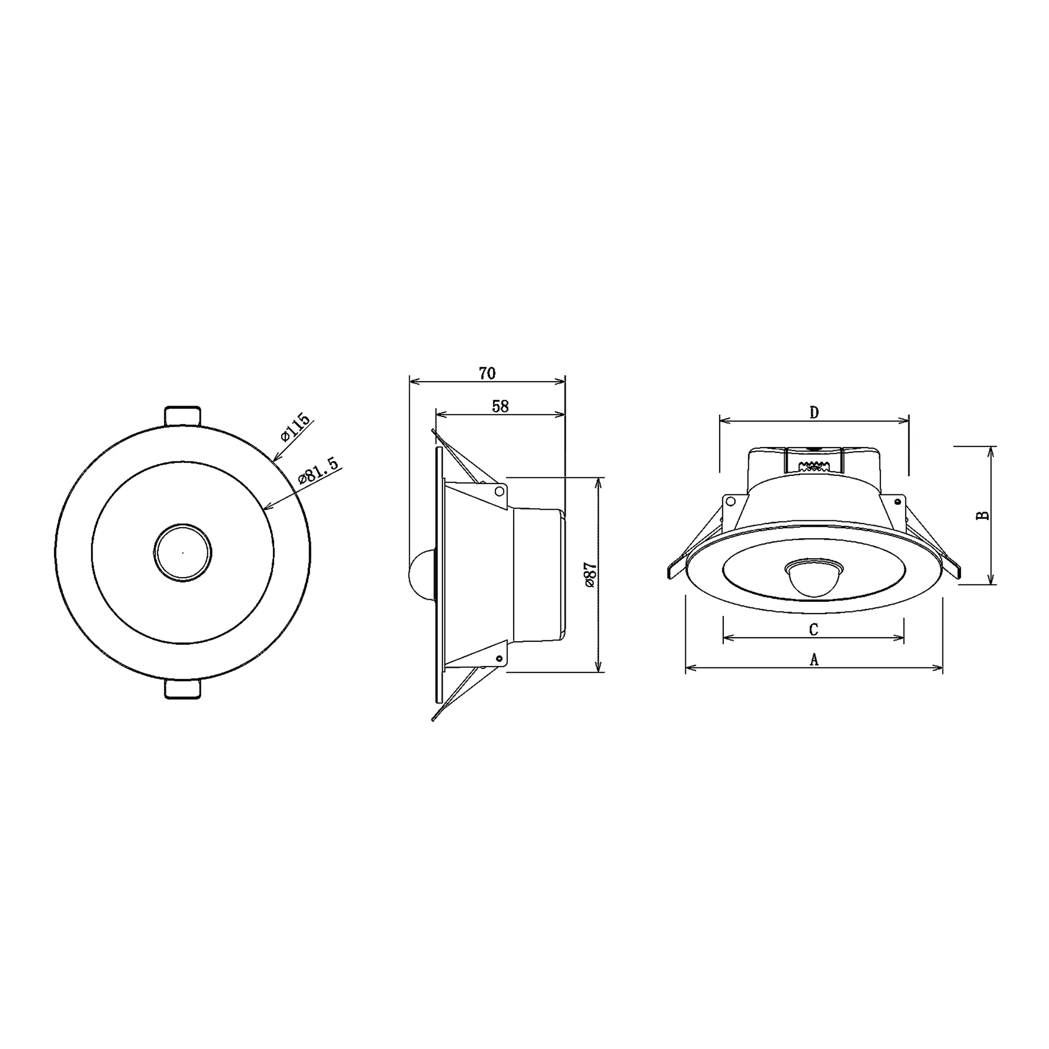 PIR Downlight with Sensor Tricolour Daintree