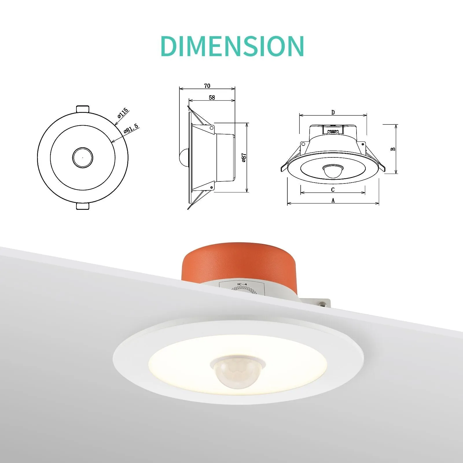 PIR Downlight with Sensor Tricolour Daintree