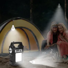 Portable Solar Power Station with Flashlight and 3 Lighting Bulbs