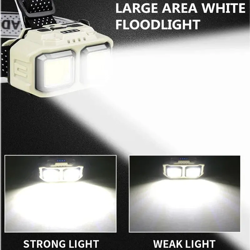 Powerful LED Induction Headlamp Type-C Charge 4 Lighting Modes Head Flashlight Waterproof Camping Fishing Mining Headlight