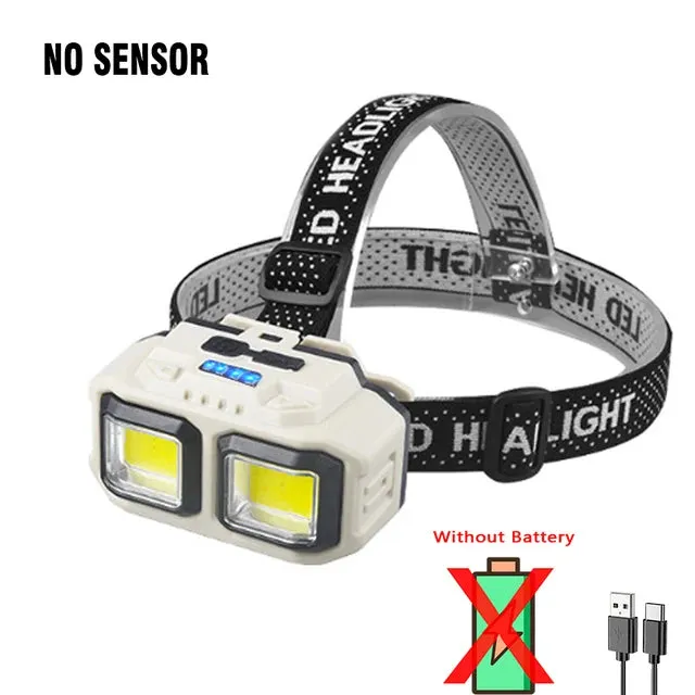 Powerful LED Induction Headlamp Type-C Charge 4 Lighting Modes Head Flashlight Waterproof Camping Fishing Mining Headlight