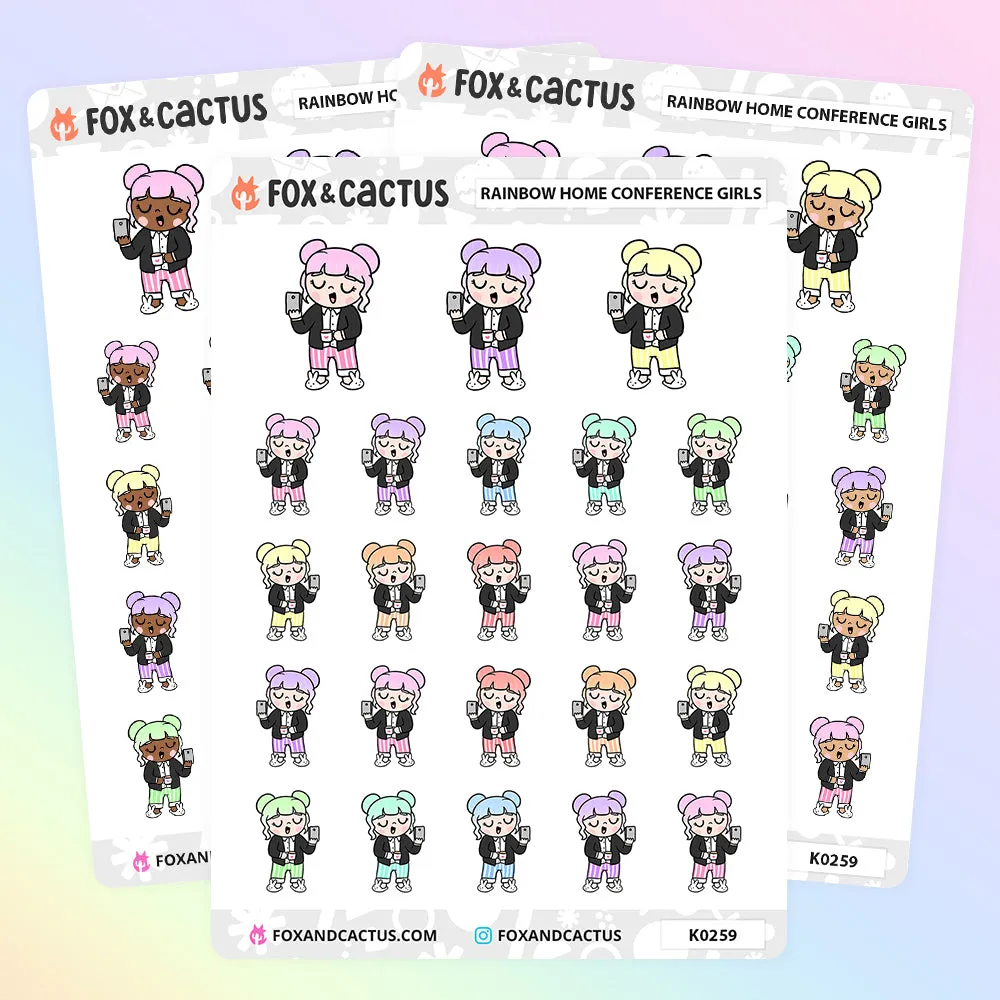 Rainbow Home Conference Kawaii Girl Stickers