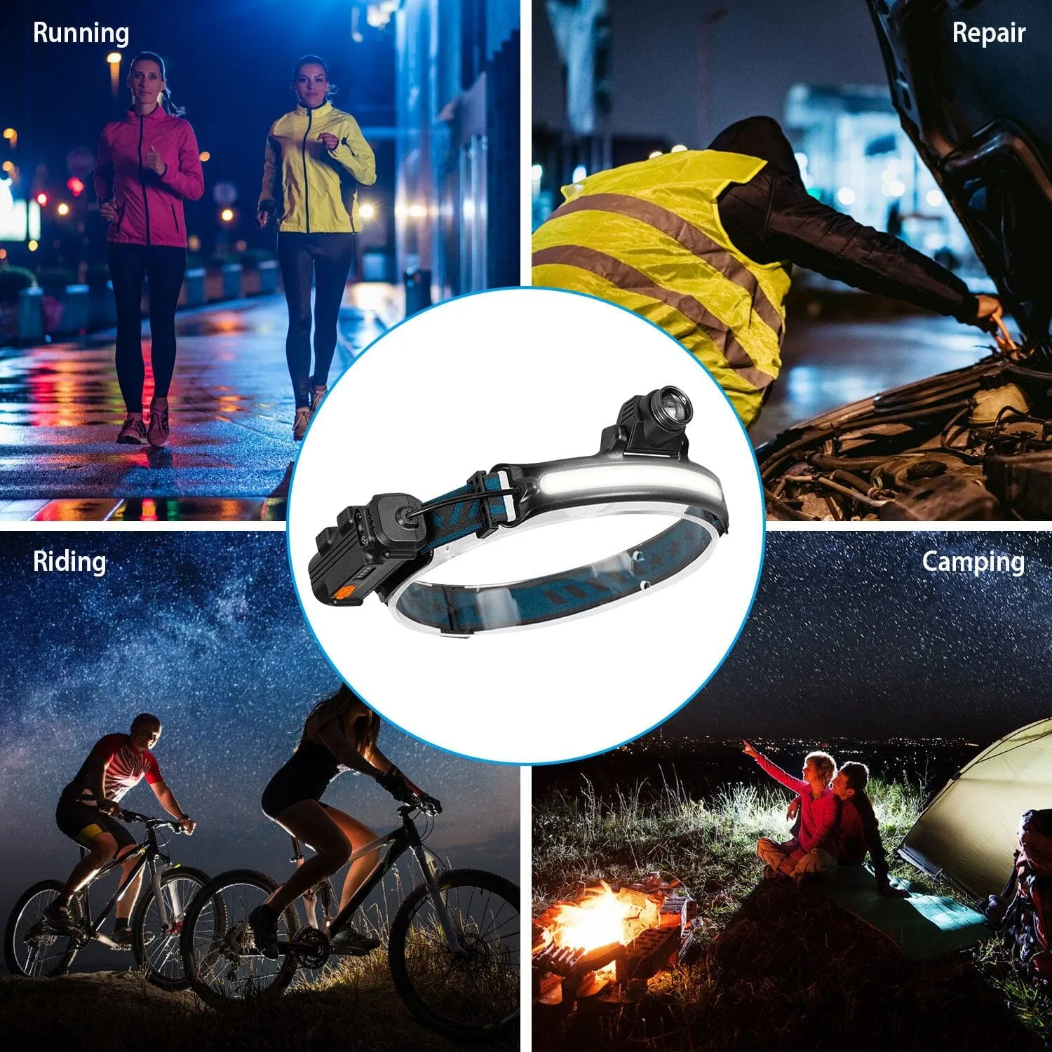 Rechargeable Motion Sensor Head Lamp 6 Light Modes