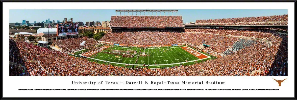 Texas Football - "50 Yard Line" Panorama Framed Print