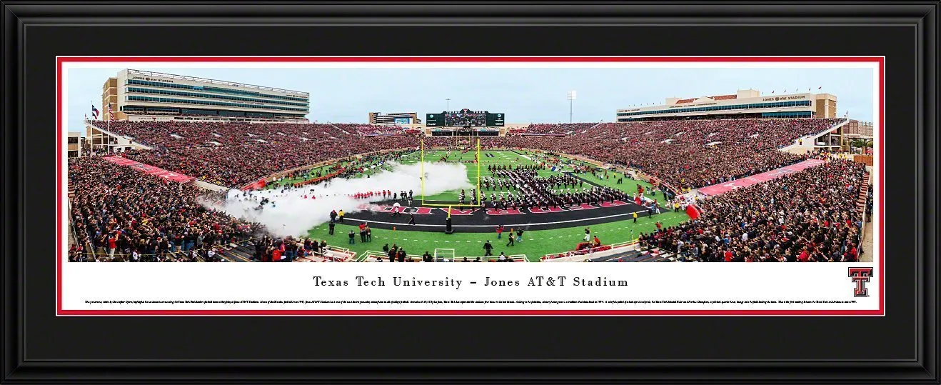 Texas Tech Football - "50 Yard Line" Panorama Framed Print