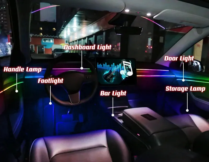 Universal Full-Color RGB LED Car Ambient Lights with Bluetooth APP Control