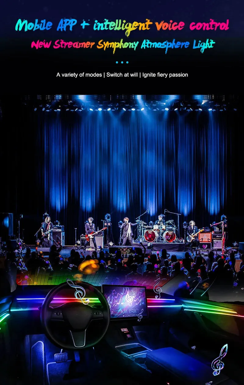 Universal Full-Color RGB LED Car Ambient Lights with Bluetooth APP Control