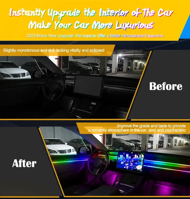 Universal Full-Color RGB LED Car Ambient Lights with Bluetooth APP Control