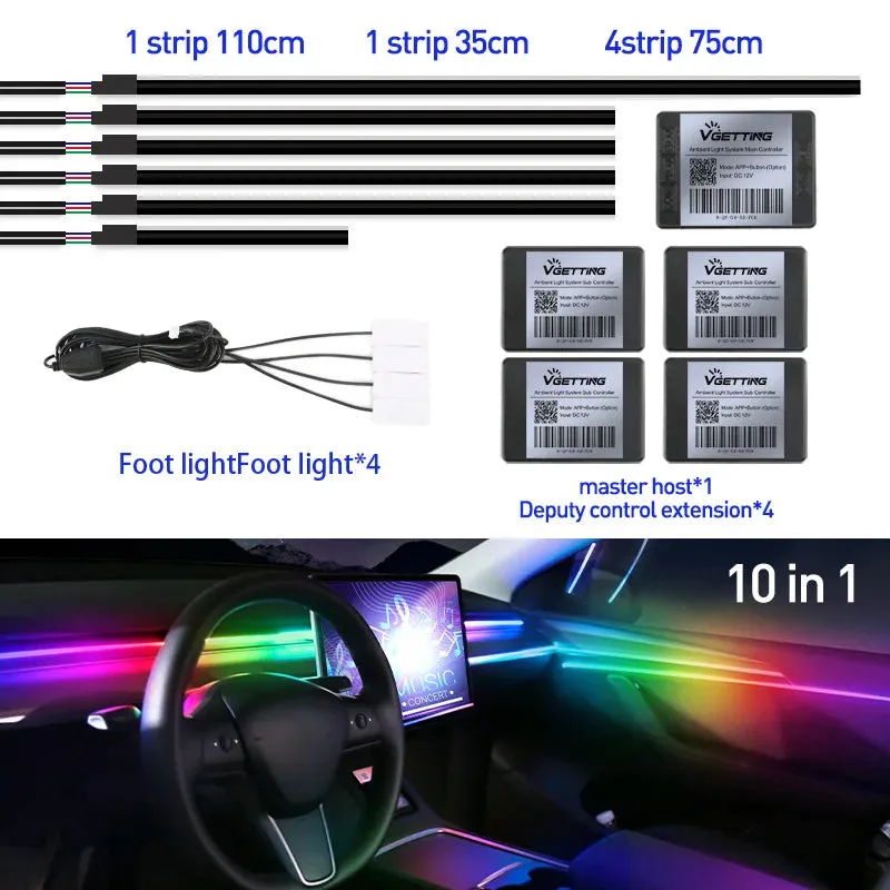 Universal Full-Color RGB LED Car Ambient Lights with Bluetooth APP Control