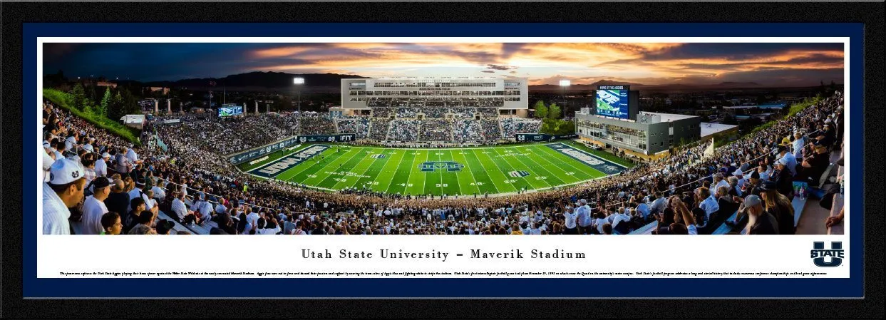 Utah State Football - "50 Yard Line" Panorama Framed Print