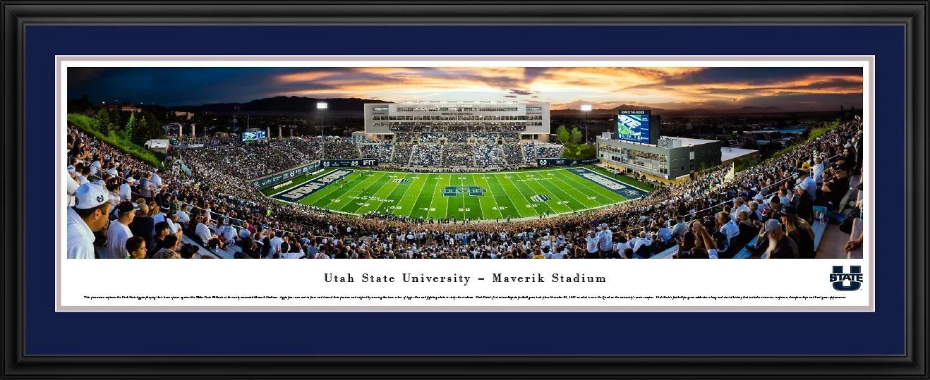 Utah State Football - "50 Yard Line" Panorama Framed Print
