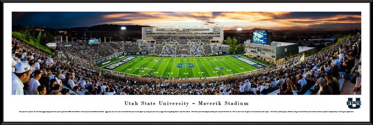 Utah State Football - "50 Yard Line" Panorama Framed Print