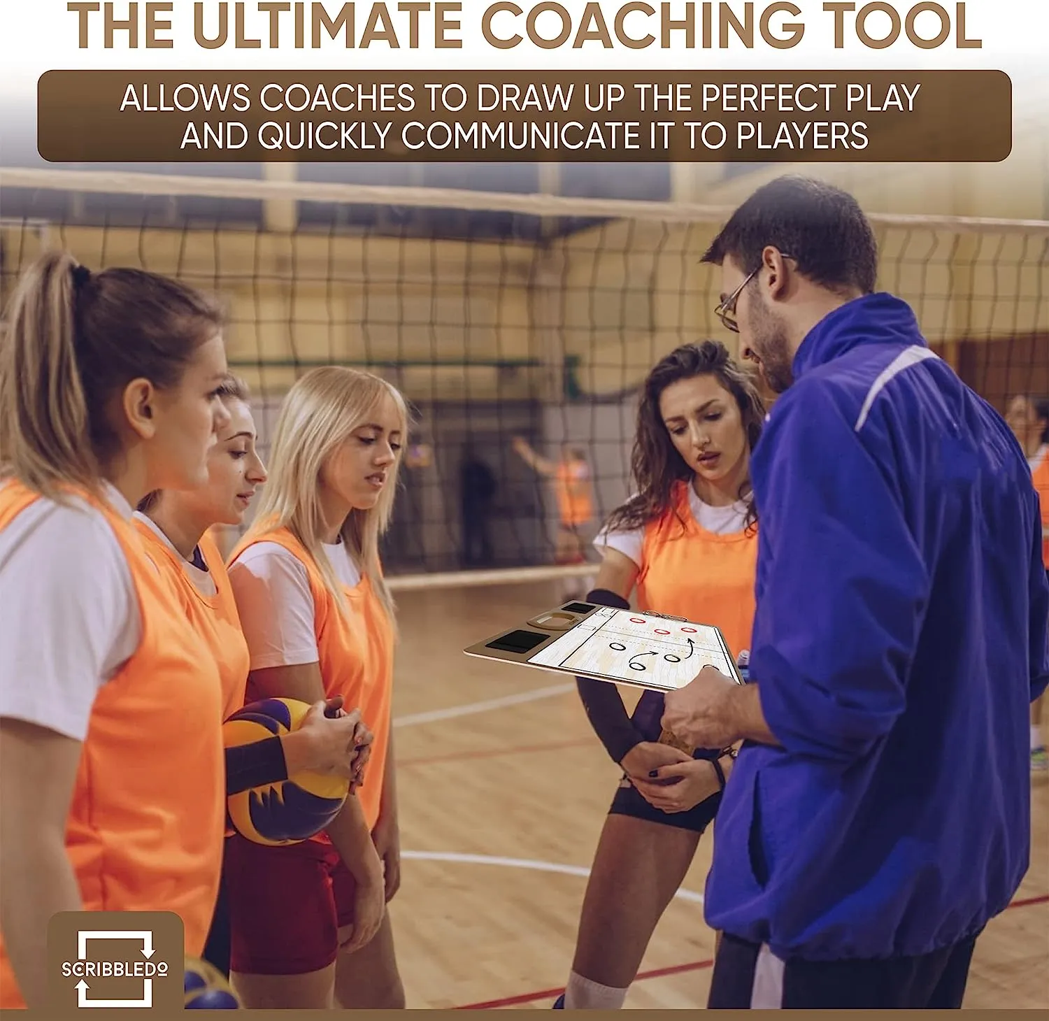 Volleyball Double Sided Board for Coaches 15"x10.5" with Markers