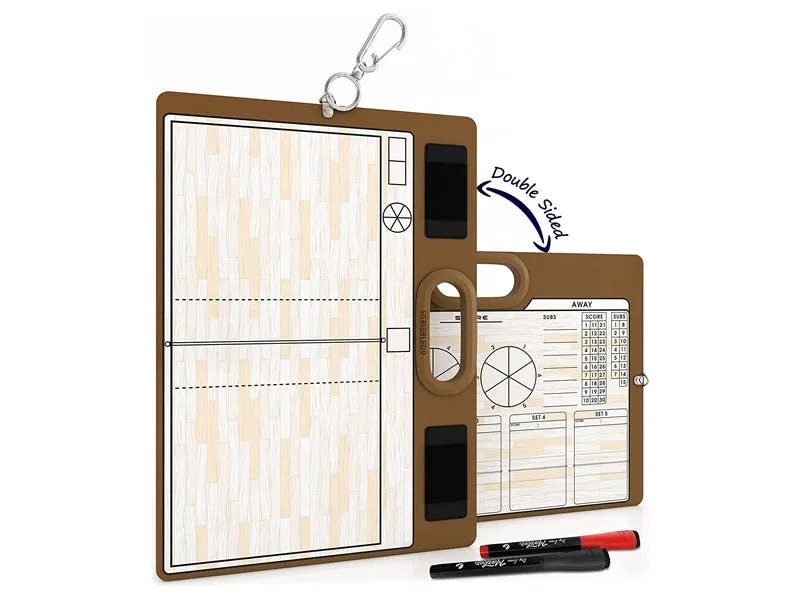 Volleyball Double Sided Board for Coaches 15"x10.5" with Markers