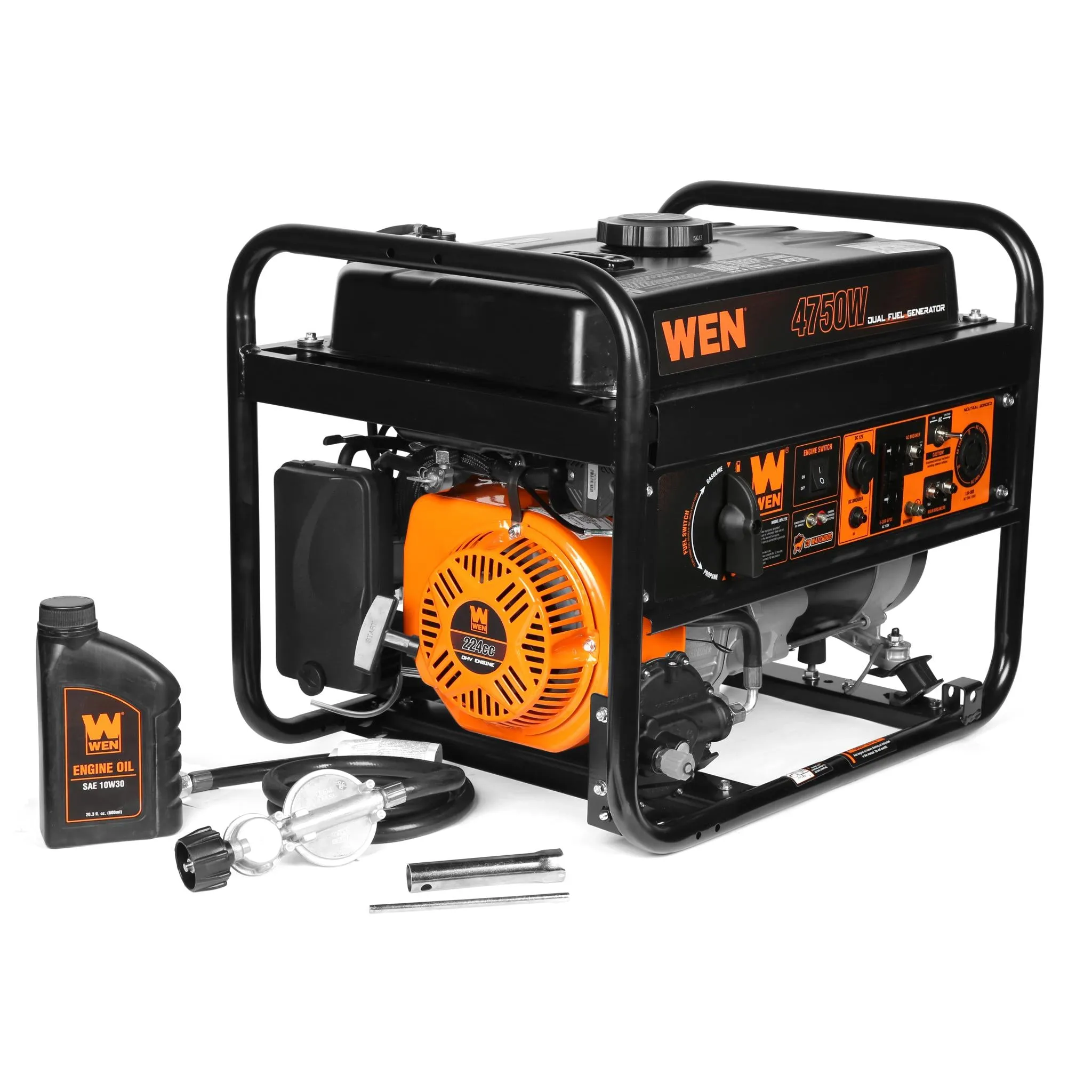 WEN DF472X 4750-Watt 120-Volt/240-Volt Dual Fuel Portable Generator with CO Shutdown Sensor